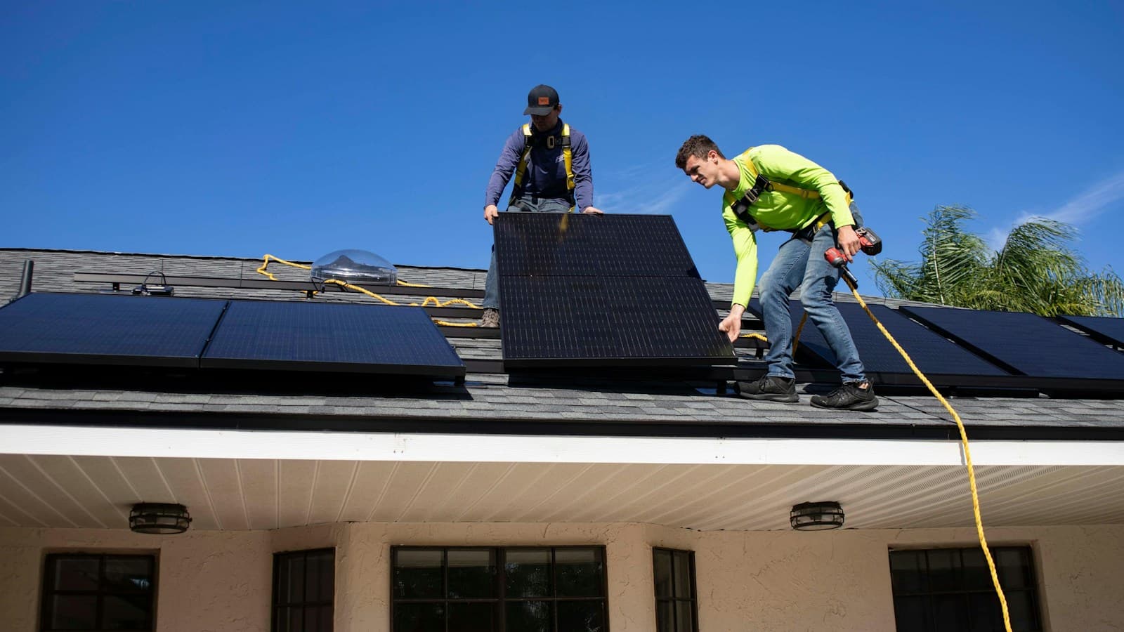 Solar installation team at work